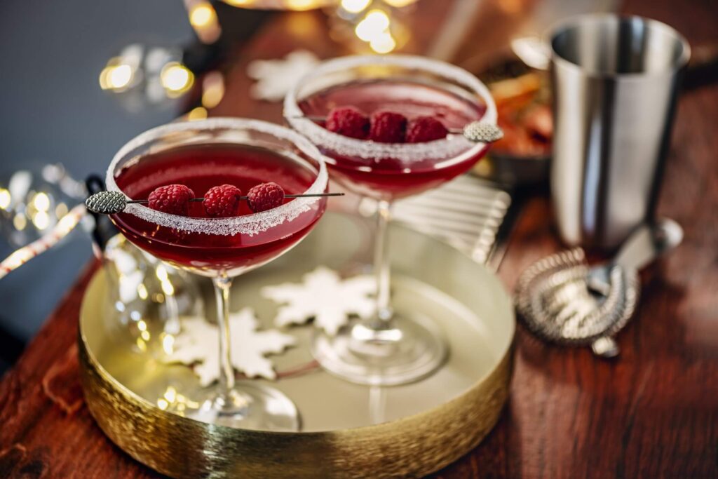 This is a photo of a non-alcoholic cocktail, perfect for holiday celebrations.