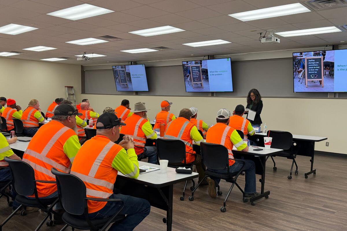 National Safety Council Program Manager April Ramos leads a Workplace Impairment training session at the TxDOT Atlanta district office.