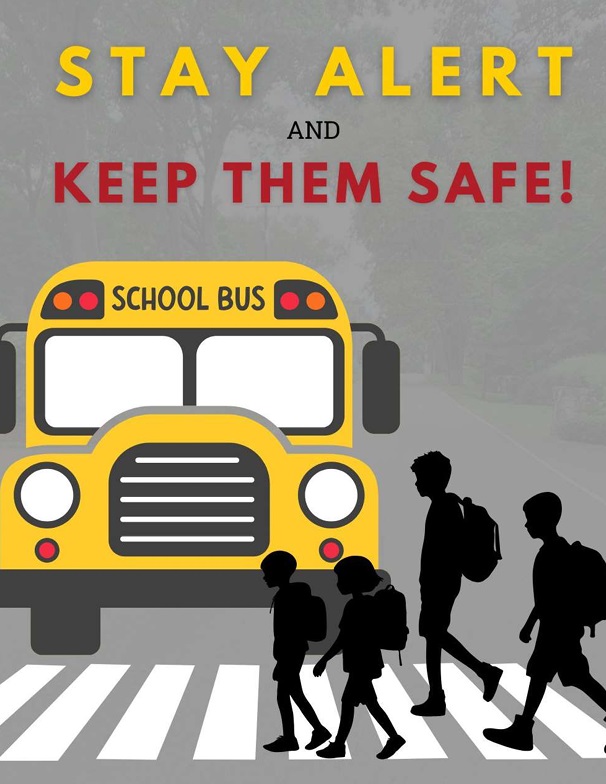 This is a thumbnail of the October 2026 traffic safety calendar and poster collection. The message: Stay alert and keep them safe!